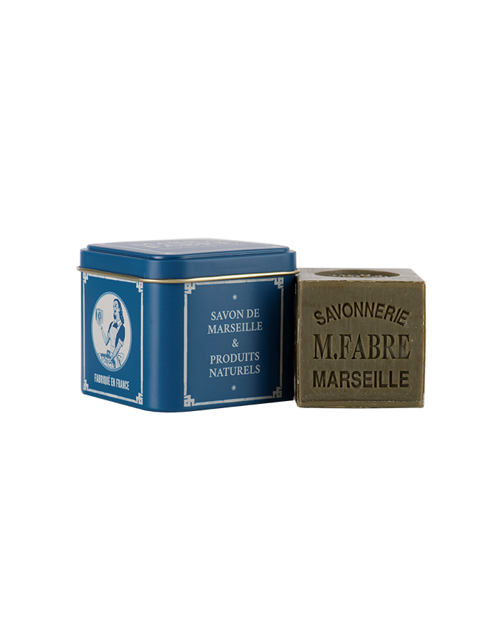 Savon de Marseille 200g et cube métal nature
